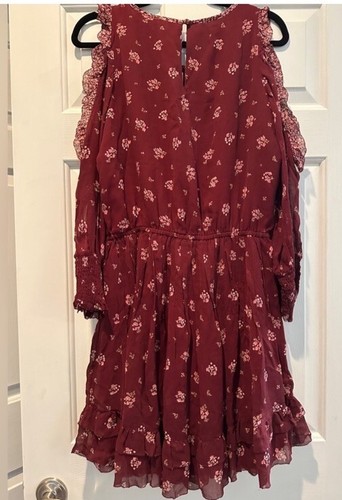 NWT JOIE ARLETH COLD SHOULDER SILK DRESS IN DEEP VERBENASize M - Picture 13 of 14