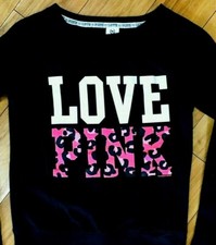 Victoria's Secret Pink cheetah animal logo shirt top sweatshirt winter small