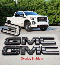 2019 2020 2021 GMC Sierra Front Rear Black Flag Emblem Kit Overlay Emblem