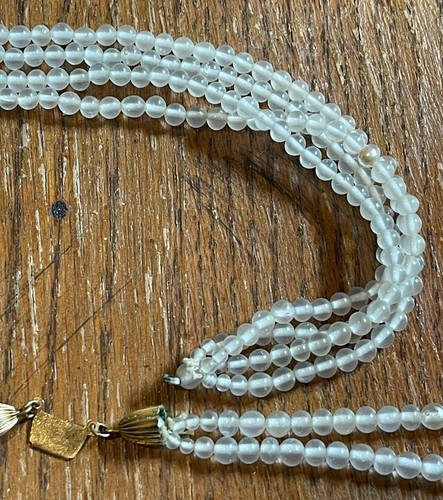 Vintage Hand Strung 6 Strand Clear Beaded Necklace 22” *needs repair - Picture 7 of 7