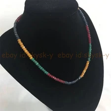 2x4mm Faceted Multicolor Rondelle Natural Gemstone Beads Necklace 14-36''