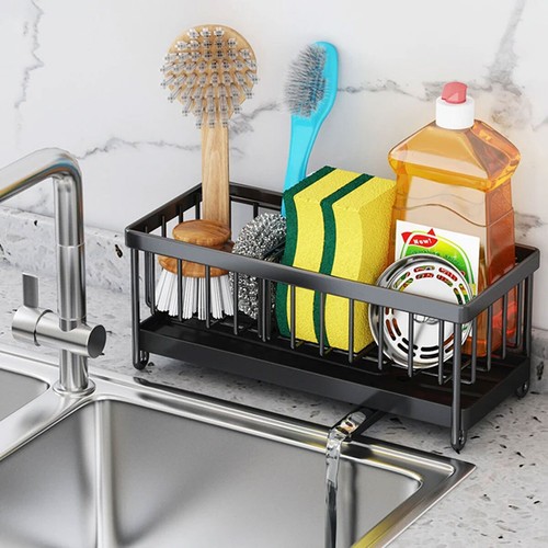 Sink Caddy Basket Drain Rack Sponge Dishcloth Holder Kitchen Storage Organizer - Picture 18 of 28