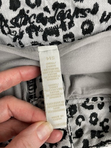 Justice Jeans Size 14S Animal Print Stretch Skirt Shorts Skort Black Grey - Picture 3 of 8