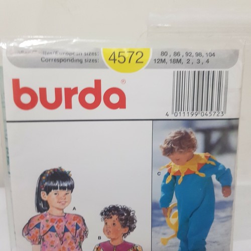 Burda Sewing Pattern 4572 NEW Uncut Toddler 12Mth - 4 Yrs Playsuit Dress Clown - Picture 3 of 4