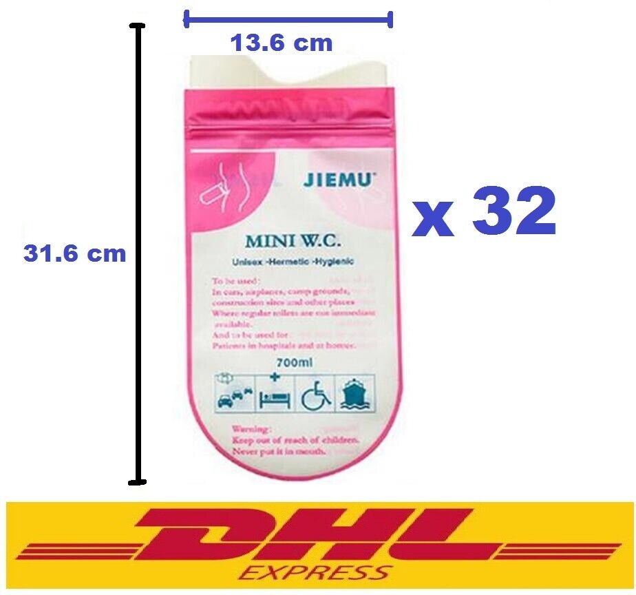 32 X Jiemu Urine Bag Mini Wc Portable Disposable Unisex Mobile Emergency Toilet Ebay