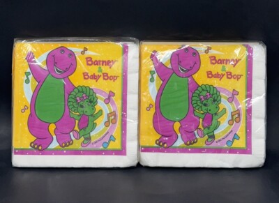 1995 Barney and Baby Bop 16 Napkins New Old Stock Party Supplies Vintage 90s Y2K