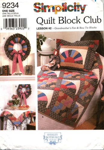 Simplicity 9234 Quilt Block Club Pattern, Grandmother's Fan & Bow Tie Blocks - Picture 3 of 4