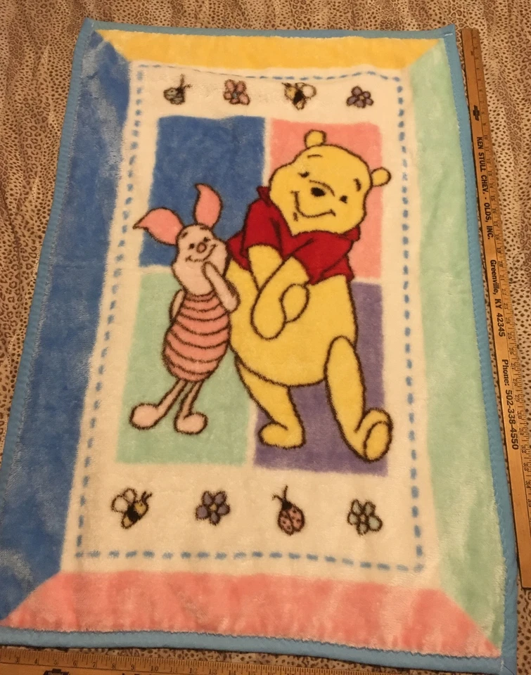 Manta de felpa polar vintage Winnie the Pooh & Piglet 30x45 bebé Disney 0219 Foto 2 de 4