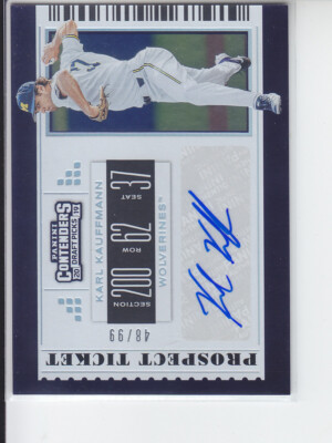 2019 Panini Contenders Karl Kauffmann Auto Draft Picks Prospect /99 Rockies