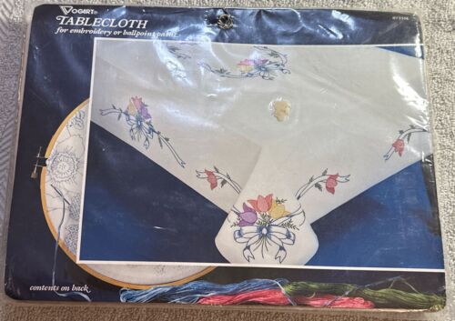 Vogart Tablecloth for Embroidery or Ballpoint Paint 52x70 New Tulip Bouquet - Picture 2 of 10