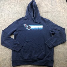 Tennessee Titans Hoodie Men Large Blue Logo Sweatshirt Football Spell Out