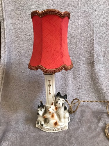 Vintage Retro Kitsch 50s 60s Scottie Dogs Ceramic bedside/ Table Lamp - Picture 2 of 13
