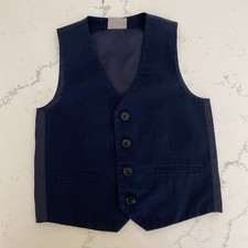 Signature Next Boys Suit Vest Size 4 Navy Blue Dressy 4 Button Up