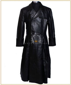 'MORPHEUS' Black Men's Lambskin Full-Length Leather Long Trench Coat Jacket 'MORPHEUS' Black Men's Lambskin Full-Length Leather Long Trench Coat Jacket