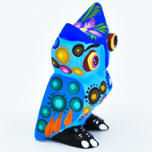 Handmade Alebrijes Oaxacan Copal Wood Carving Painted Owl Bird Figurine - Imagen 4 de 5