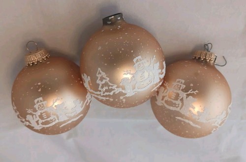 Set Of 3 Christmas Ornaments Snowman Scene (F) - Bild 1 von 2