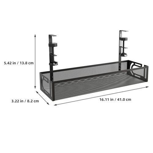 under Table Storage Rack Cord Basket Wire Management Desk Cable Organizer - Afbeelding 10 van 12