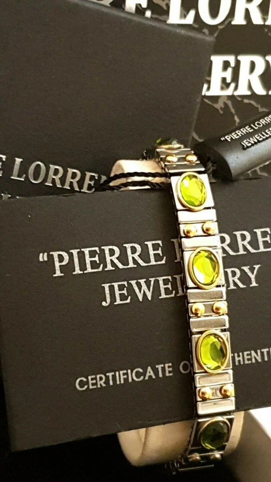 Silver Peridot Gemstone Bracelet Adjustable Bangle Gold 24k Hnmde Jewelry 2.5ct  - Image 2 of 4