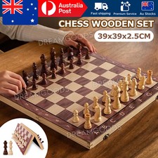 39CM Large Magnetic Chess Wooden Set Folding Chessboard Pieces Wood Board Game