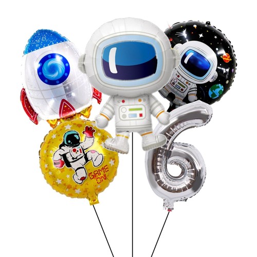 SPACE Theme Balloons Astronaut FOIL ROCKET Girl Boy BIRTHDAY Age SET Party DECOR - Picture 8 of 44