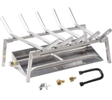 Skyflame 18-inch Fireplace Log Grate with Dual Burner Pan and Connection Kit for