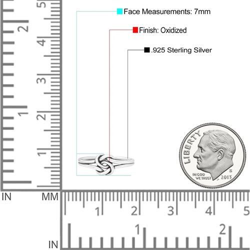 7mm Intertwined Celtic Infinity Knot Heart Oxidized Band 925 Sterling Silver - Bild 4 von 12