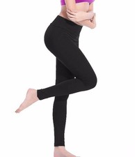 Women Yoga Sweat Pants Spandex Cotton Sports Fitness Capri Leggings Black S