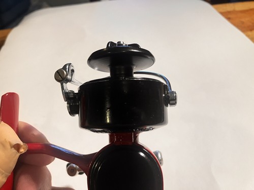Vintage Remodeled Garcia Mitchell 308 Spinning Reel Red & Black– EXCELLENT- USED - Picture 6 of 24