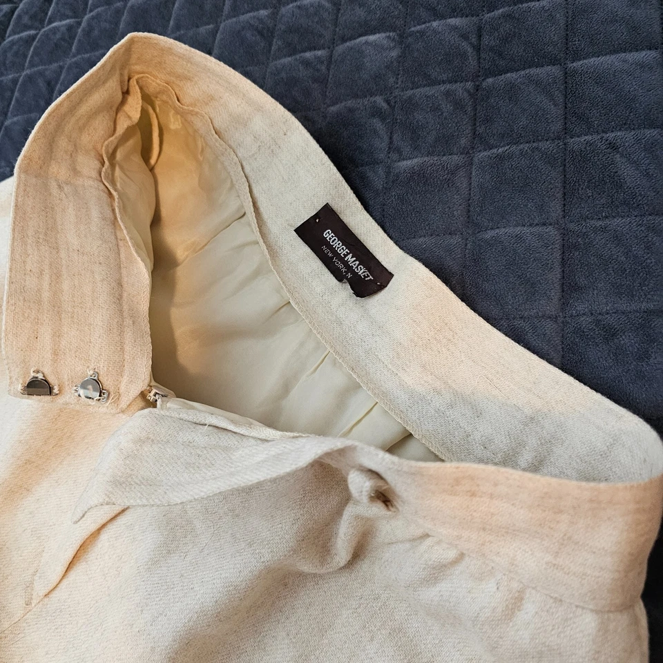 George Masket Beige Wool Skirt No Size Tag Lined Long Zippered Front - Image 4 of 4