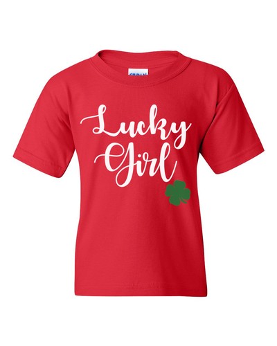 Youth Lucky Girl St. Patrick’s Day Shirt - Cute Shamrock Irish Tee for Kids - Picture 5 of 6