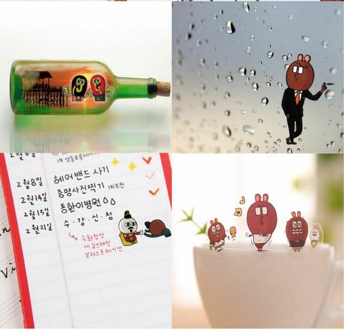 6 sheet Korean Cute MAJO&SADY Rabbit Bear Diary Deco Transparent Stickers Kawaii - Picture 5 of 6
