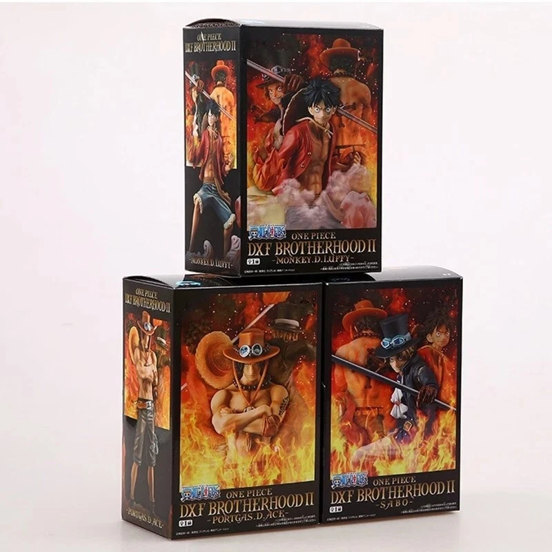 Action Figure One Piece Rufy Ace Sabo Fire 14-17cm STATUA DA COLLEZIONE Anime - Immagine 2 di 4