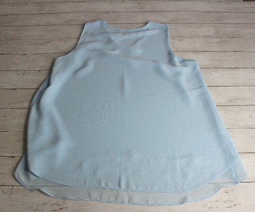 Cato Damen Tunika Oberteil blau transparent ärmellos Größe XL Volantsaum - Bild 4 von 4