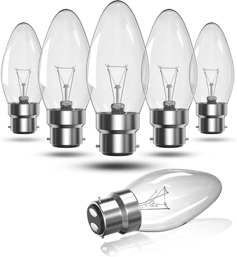 Bayonet Candle Light Bulb 62W Warm White 2700K, B22 Dimmable Candle Bulb Clear B - Picture 7 of 12