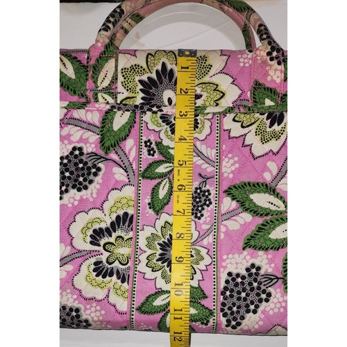 Vera Bradley Laptop Case Shoulder Bag Floral Quilted Pink Computer Book - Afbeelding 4 van 6