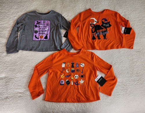 Neu mit Etikett Mädchen Halloween Langarm Top Bundle Größe S 6/6x Schwarz Katze Icons Hexe