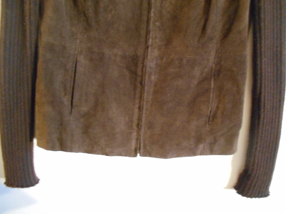 Chaqueta De Colección Marcelle Renne Mujer Marrón Mangas Tejidas Pequeñas Chaqueta Años 90 Y2K Foto 3 de 4