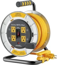  Link2Home Heavy Duty Metal Retractable Extension Cord Reel 50 ft. 
