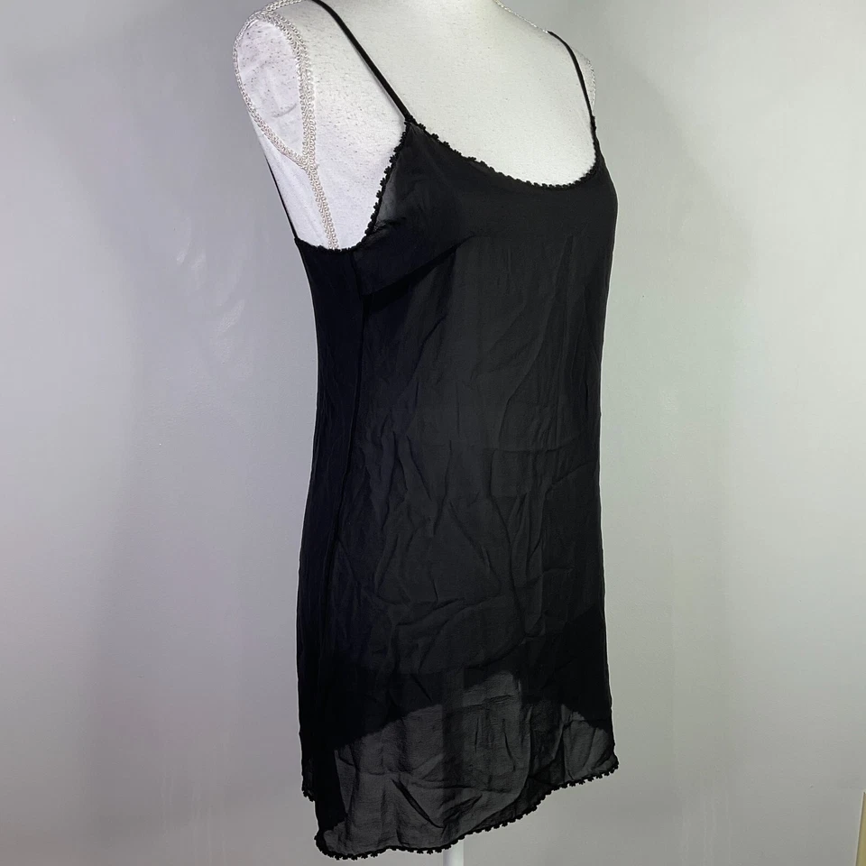 Regata CHANEL preta malha seda capa roupão feminino tamanho 38 transparente sem mangas - Imagem 2 de 4