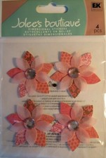 JOLEE'S BOUTIQUE PINK CLUSTER FLOWERS 3D 4 PC STICKERS SCRAPBOOK CRAFT OUTDOOR