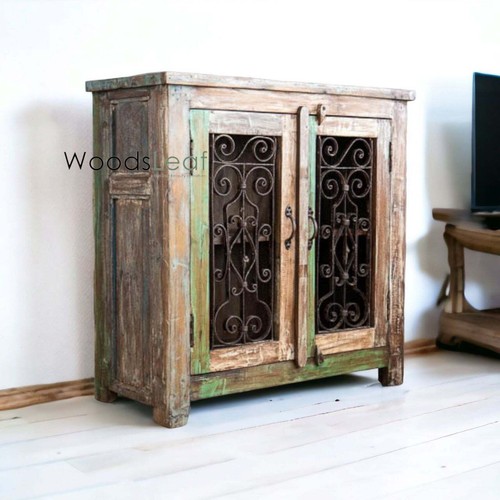 Handmade Wood Jaali Sideboard ,Cabinet storage units ,Indian Solid Wood Distres