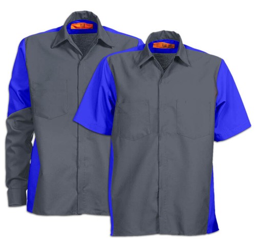 Mechanic Work Shirts Two Tone Motorsport 2 Pocket Industrial Uniform Clothes - Picture 27 of 29