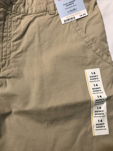 2 Pair Cat & Jack Flat Front Shorts Adjustable Waist Boys Size14 Husky NWT Khaki - Picture 9 of 9