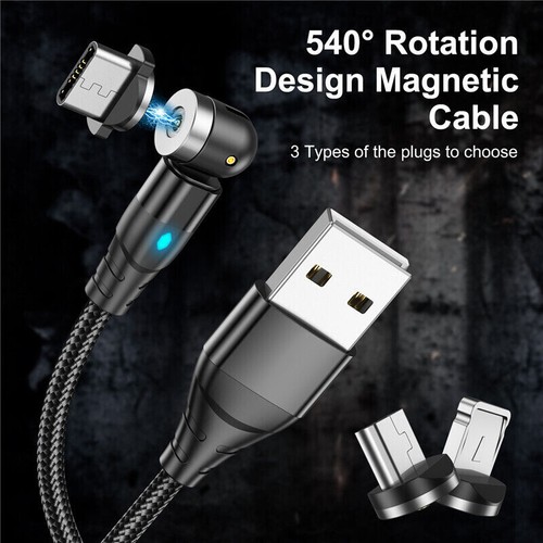 Magnet Datenkabel Schnell Ladekabel Universal 540Grad Micro USB Typ-C Kabel 3in1 - 第 2/15 張圖片