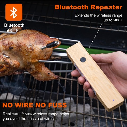 Kabellos Grillthermometer Bluetooth Fleischthermometer Ofen Smoker Grill IP67 DE - Bild 3 von 8