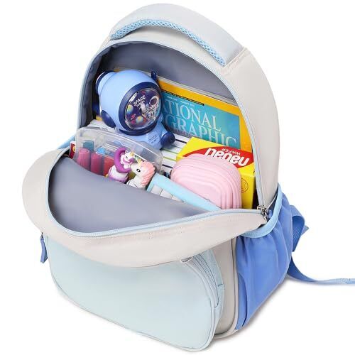 Toddler Backpack Cute Preschool Bag Girls Boys Kids Mini Backpack Grey Blue - Picture 4 of 7