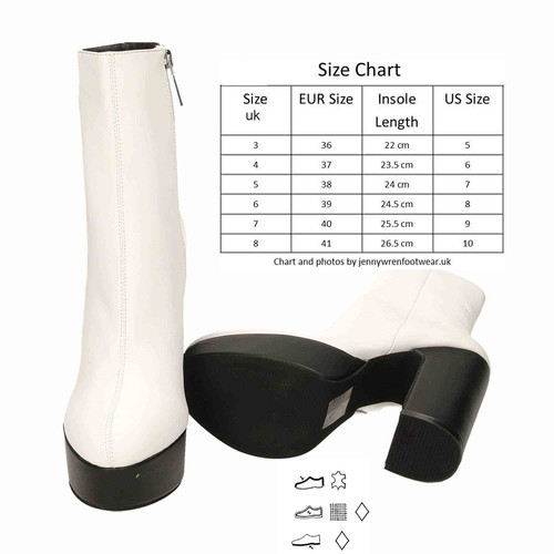 Womens White Leather Boots Platform High Heel Ankle Fetish Pole Clubbing Retro - Picture 4 of 12