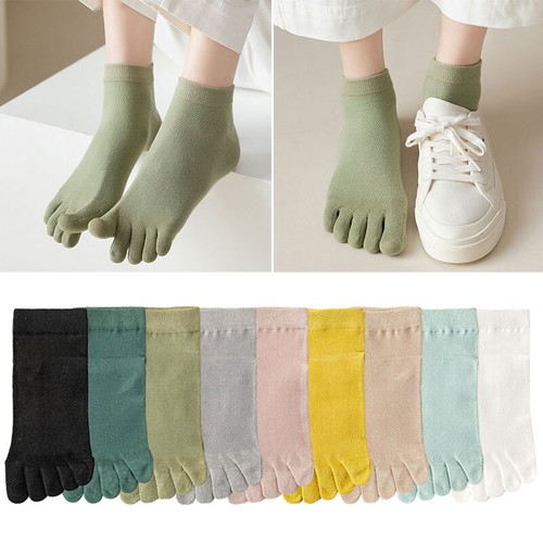 3 pairs Women Five-finger Socks Cotton Sock Toe Invisible Anti-skid Soild LOT - Picture 12 of 21