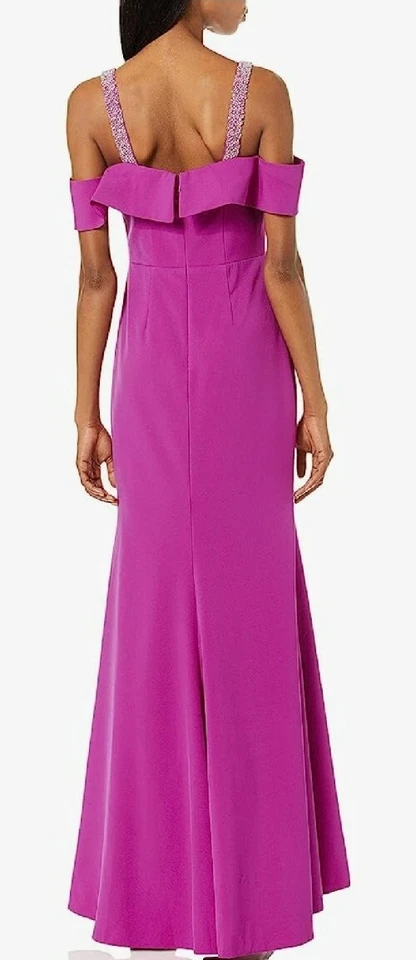 JS collection Fuchsia Cold Shoulder Beaded Dress Size UK 14 REF P - Image 2 of 4