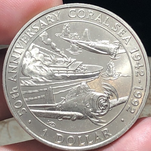 Salomon Island KM35 1 Dollar 1992 UNC Coral Sea 1942-1992 Commemorative
